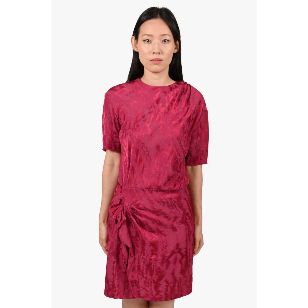 Isabel Marant Magenta Jacquard Ruffle Raw hem Dress sz 38